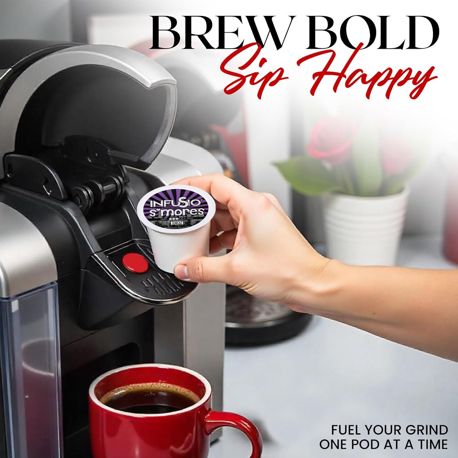 InfuSio Coffee Pods 96 Count S'mores Medium Roast Flavored Single Serve Coffee Pods for Keurig K Cups Brewers - InfuSio Premium Roasted Keurig 2.0 Compatible