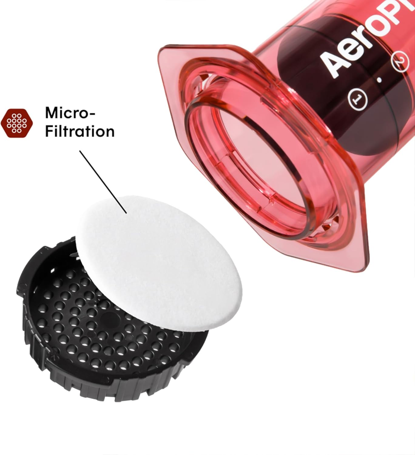 AeroPress Clear Red Coffee Press – 3 In 1 Brew Method Combines French Press, Pourover, Espresso, Full Bodied Coffee Without Grit or Bitterness, Small Portable Coffee Maker for Camping & Travel, Red - Blissbrew