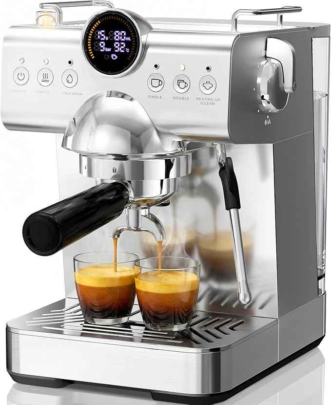 COWSAR Espresso Machine, 20 Bar Espresso Maker with Milk Frother Steam Wand, LED Display, Home Barista Machine for Latte & Cappuccino