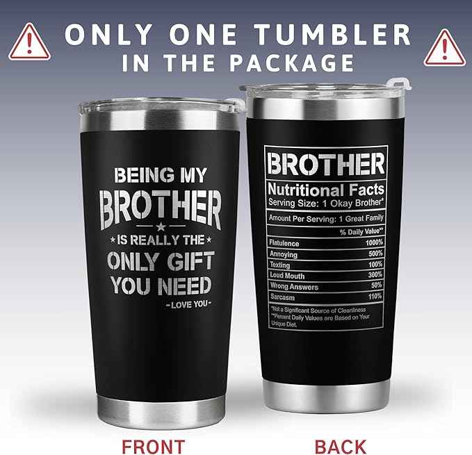 Fathers Day Gift Set for Dad, Brother - Gifts for Dad from Daughter, Son - Gifts for Brother - 20 Oz Black Tumbler Bundle