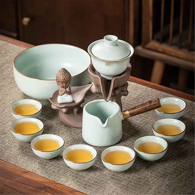 Ceramic Ge Kiln Automatic Tea Set, Easy Brewing Teapot and Cups-suit16