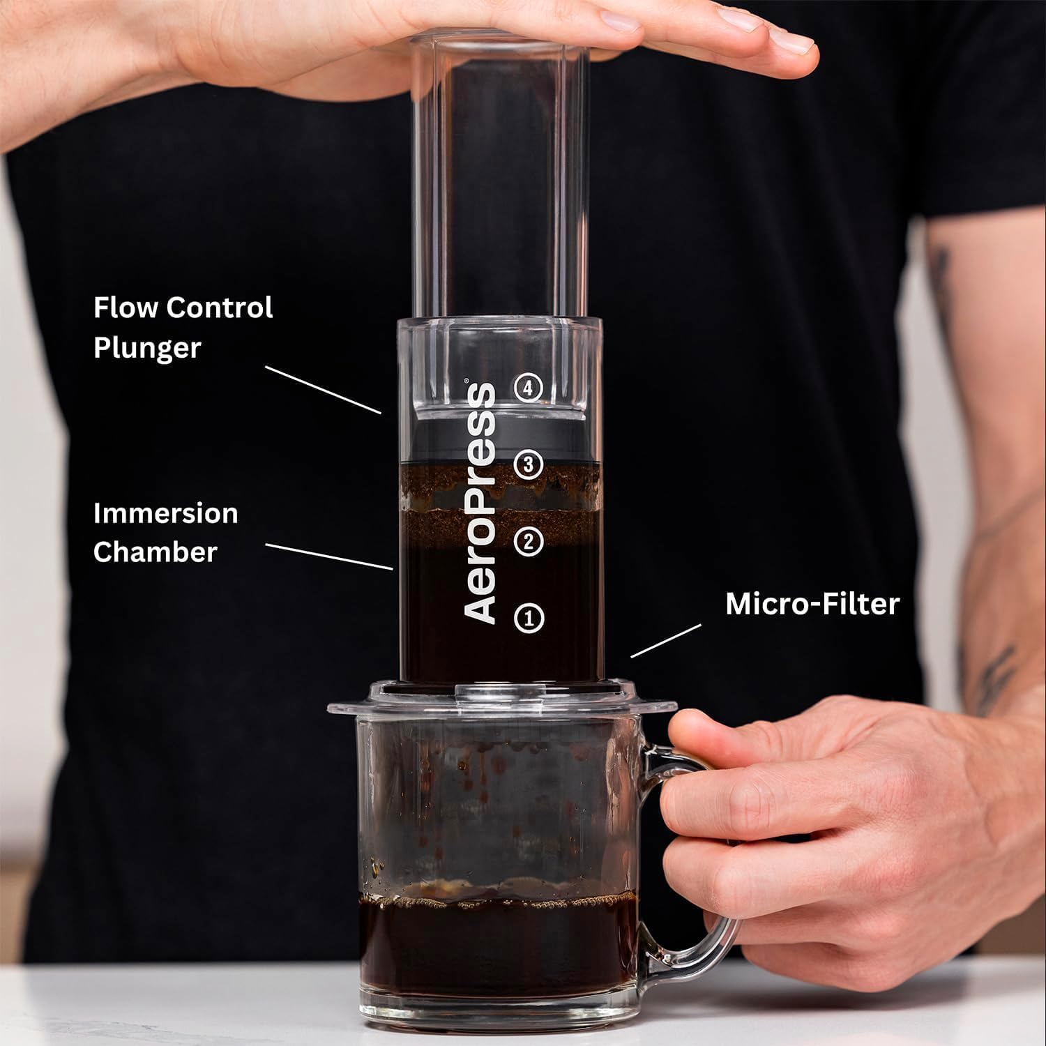 AeroPress Clear Coffee Press – 3 In 1 Brew Method Combines French Press, Pourover, Espresso, Full Bodied Coffee Without Grit or Bitterness, Small Portable Coffee Maker for Camping & Travel, Clear - Blissbrew