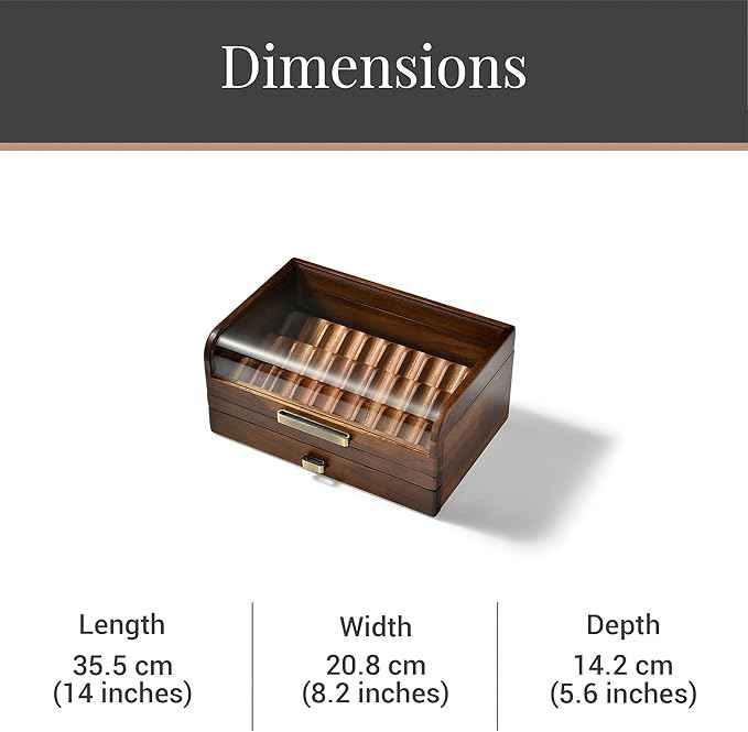 Shanik Acacia Wood Essential Oil Storage Box with Drawer & Clear Lid – Engraved Aromatherapy Organizer, 29 Bottle Display Case, Personalized Wooden Essential Oil Holder Gift for Women & Men
