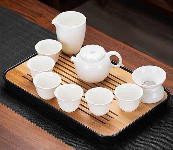 White Jade Porcelain Gongfu Tea Set, Gaiwan with Teacups-suit15