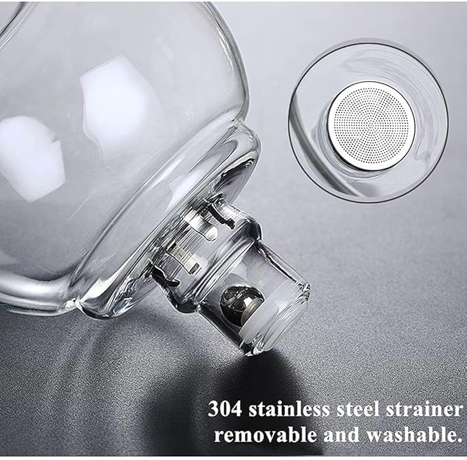 RORA Lazy Kungfu Glass Tea Set Magnetic Water Flow Teapot with Rotating Cover Semi Automatic Glass Jug Transparent