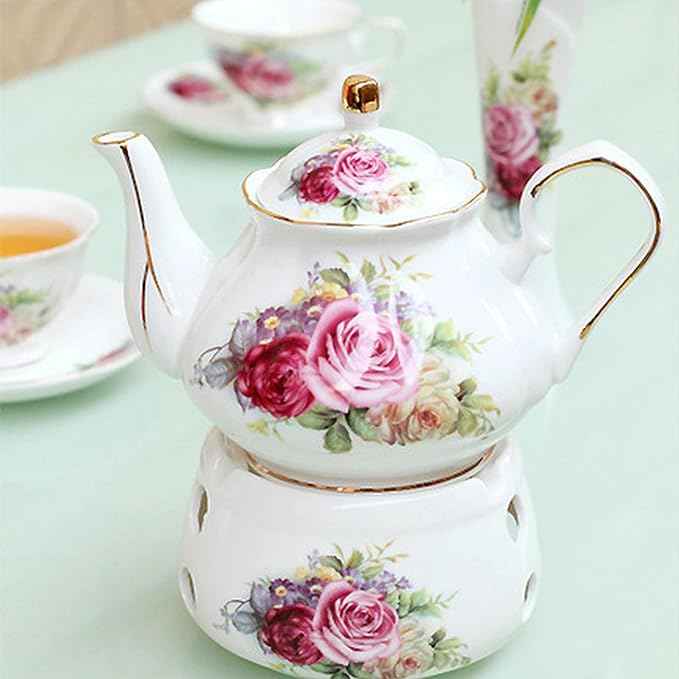 Ceramic Coffee Tea Gift Sets, European Luxury Tea Set, Suitable as A Gift for Mother'S Day, Birthday, Christmas, and Gatherings (Noble Rose)
