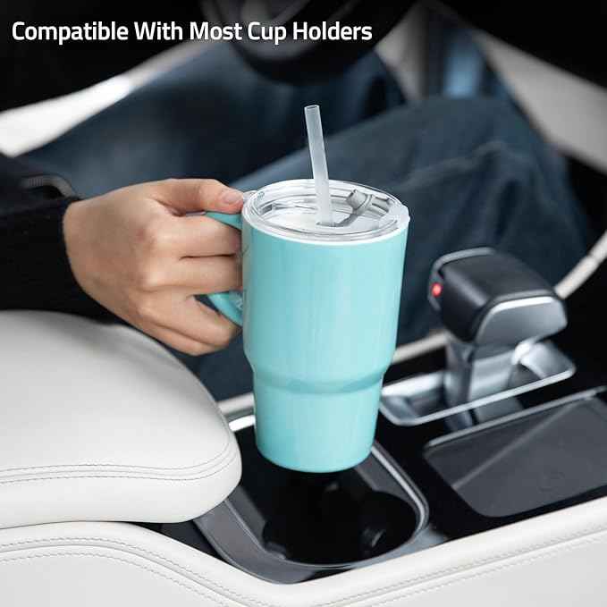 Sweejar Ceramic Tea Cup with Lid, 16 OZ Portable Coffee Mug, Dishwasher Safe Travel Mug with Infuser, Reusable Teacup for Car Cup Holder, Tea Lovers(Turquoise)