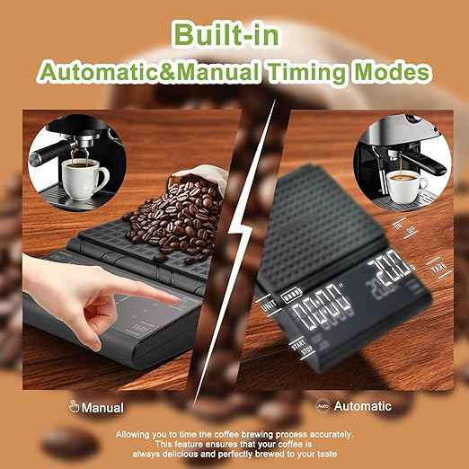 Coffee Scale with Timer, Rechargeable Espresso Scale & Coffee Bean Scale - 3kg/0.1g Precise Small Digital Kitchen Scale for Espresso Accessories Kit, Pour-Over, and Multi-Purpose Use