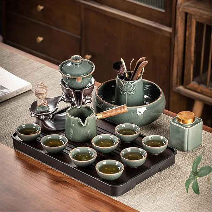 Ceramic Ge Kiln Automatic Tea Set, Easy Brewing Teapot and Cups-suit11