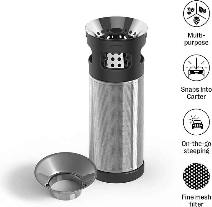 Fellow Carter Tea + Cold Brew Infuser - Steep Tea On-The-Go - Snaps Into Fellow Carter Mug - Fine Mesh Filter - Steep Loose Leaf Tea, Make Cold Brew Coffee, and More