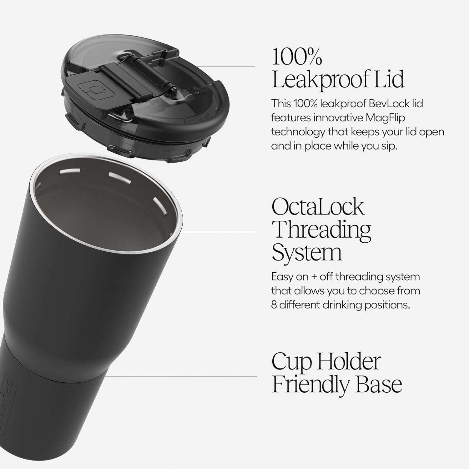 BrüMate Nav 25oz 100% Leak Proof Insulated Travel Tumbler with Magnetic BevLock™ Lid - Double Wall Cup-Holder Friendly Stainless Steel Mug (Limoncello)