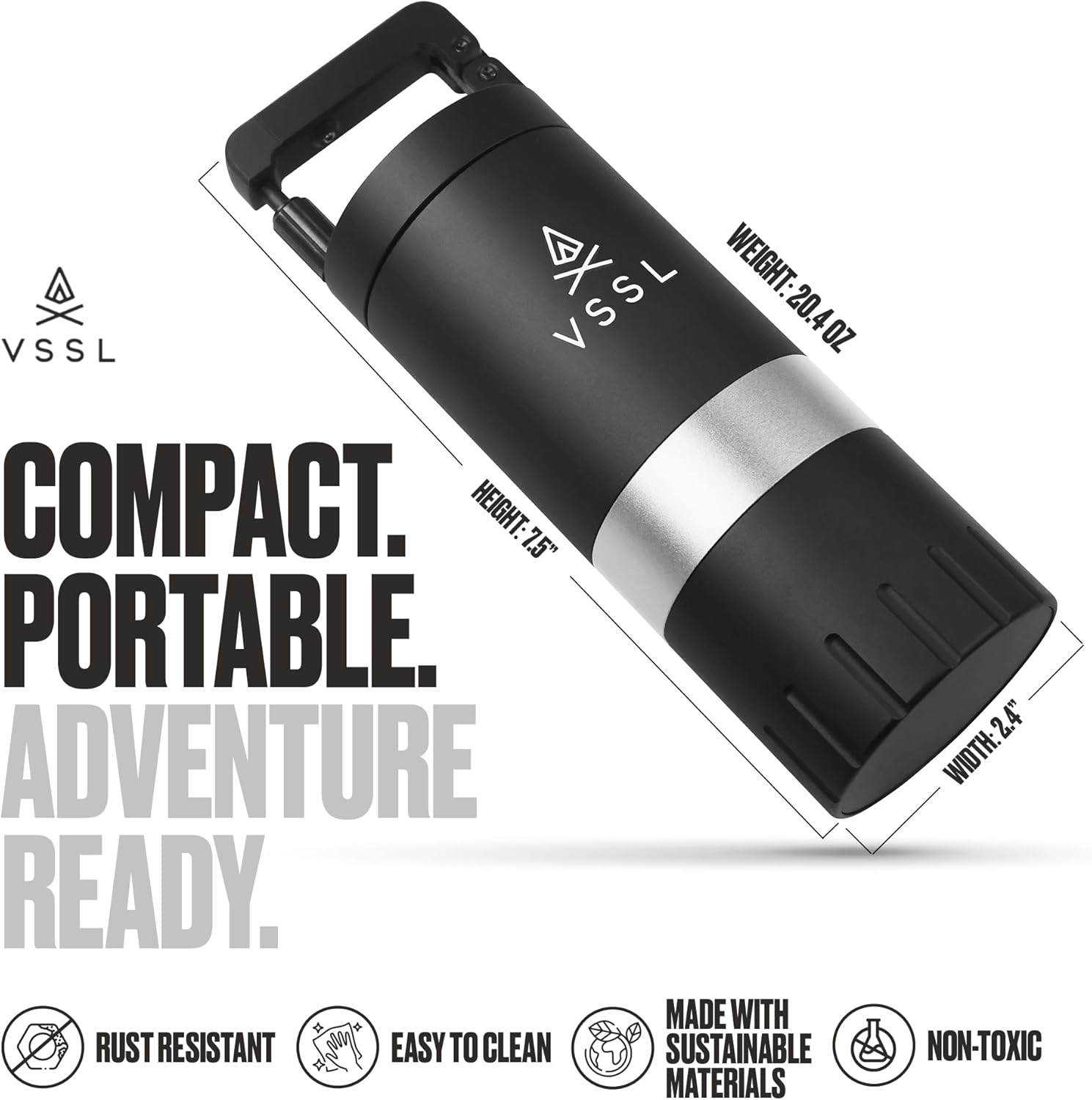 Java G45 Manual Coffee Grinder | Coffee for Camping | Bean Grinder | Travel Pour Over | Stainless Steel Conical Burr | ~ 45 Gram Capacity | Extendable Grind Handle | 50 Grind Settings | Black