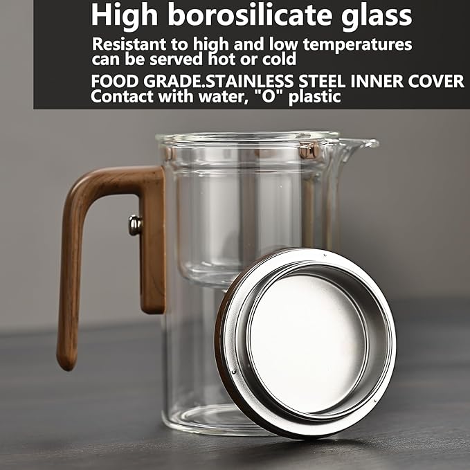 Witchcraft Magnetic Glass Teapot with Infuser - Loose Leaf Tea Pot with Detachable strainer,magical teapot,gifts for tea lovers(600ml)