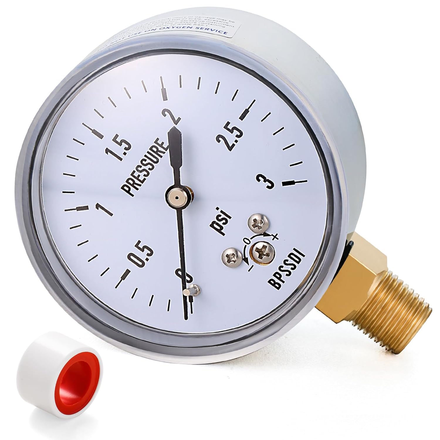 0-3 Psi Low Pressure Gauge, Capsule Gauge with 304 Stainless Steel Case, 2.5