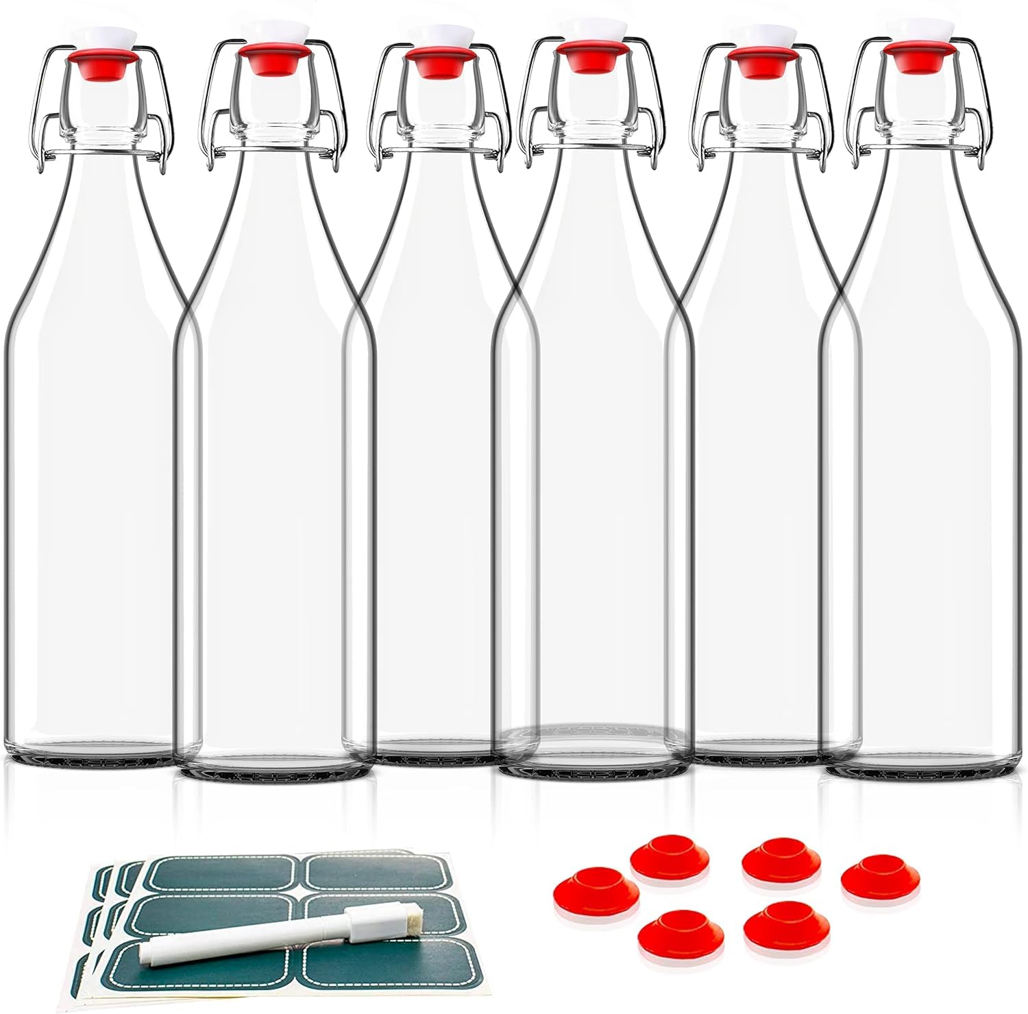 Clear Swing Top Glass Bottles (6 Count)