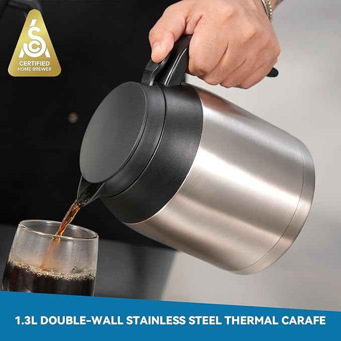 Bonavita 8 Cup Drip Coffee Maker Machine, One-Touch Pour Over, Auto Pause Brewing with Stainless Steel Double Wall Thermal Carafe, SCA Certified, Dishwasher Safe, BV1901TS