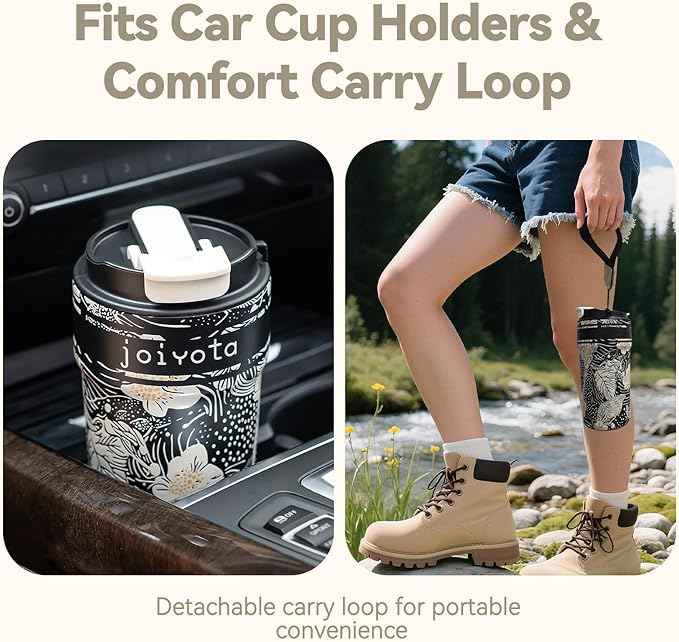 Ceramic Lined Insulated Coffee Tumbler 20oz with 3D Print Design, Double Wall Vacuum Insulated Travel Mug with Lid and Straw, Leak Proof Tumbler for Hot/Iced Coffee, Tea, Gift for Women,Flower