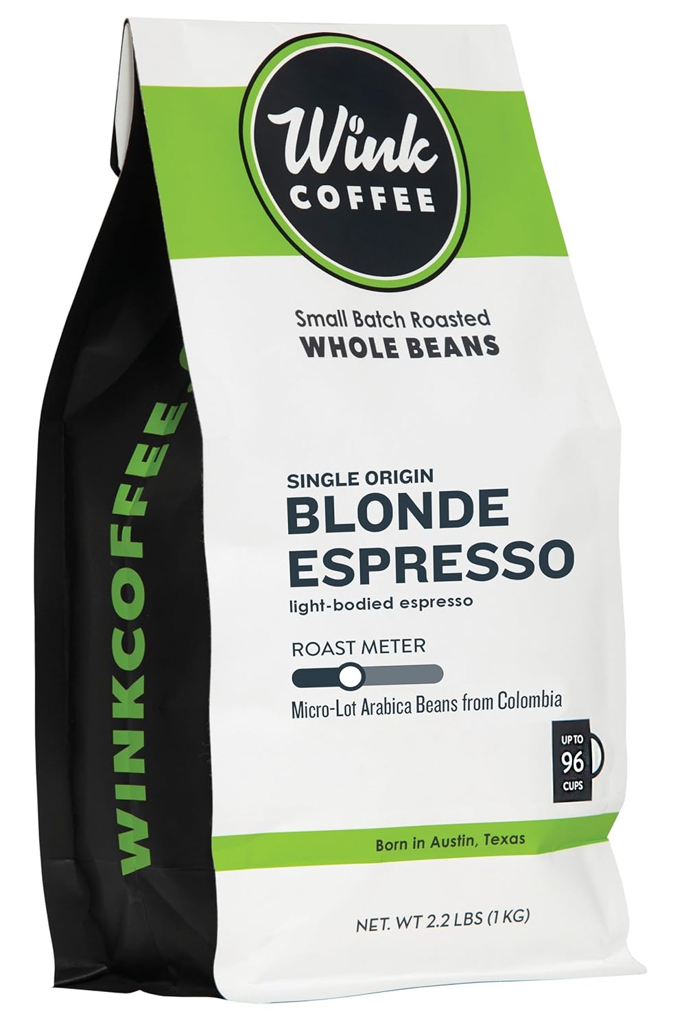 Wink Coffee Blonde Espresso, Light Roast Whole Bean Coffee, Single Origin Colombian Arabica Beans, 2.2 lb, Small-Batch, Smooth, Sustainably Sourced - Blissbrew