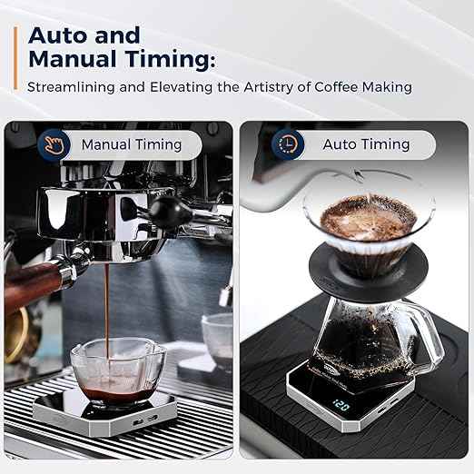 IKAPE Digital Coffee Scale with Timer, 0.1g High Precision Espresso Scale, 2kg Capacity, Waterproof Rechargeable Aluminum Alloy Coffee Scale with Auto Tare & Silicone Pad, Silver