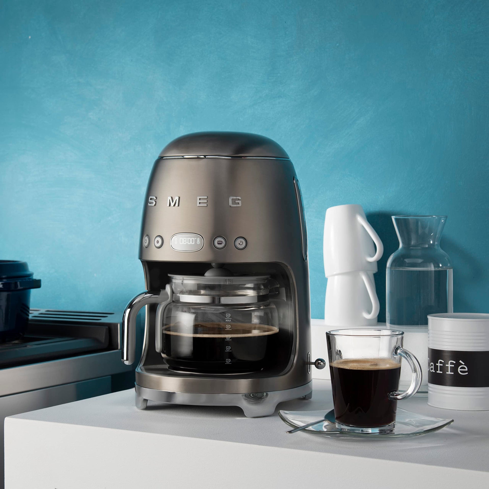 50's Retro Style Aesthetic Drip Coffee Machine with 10 Cup Glass Carafe