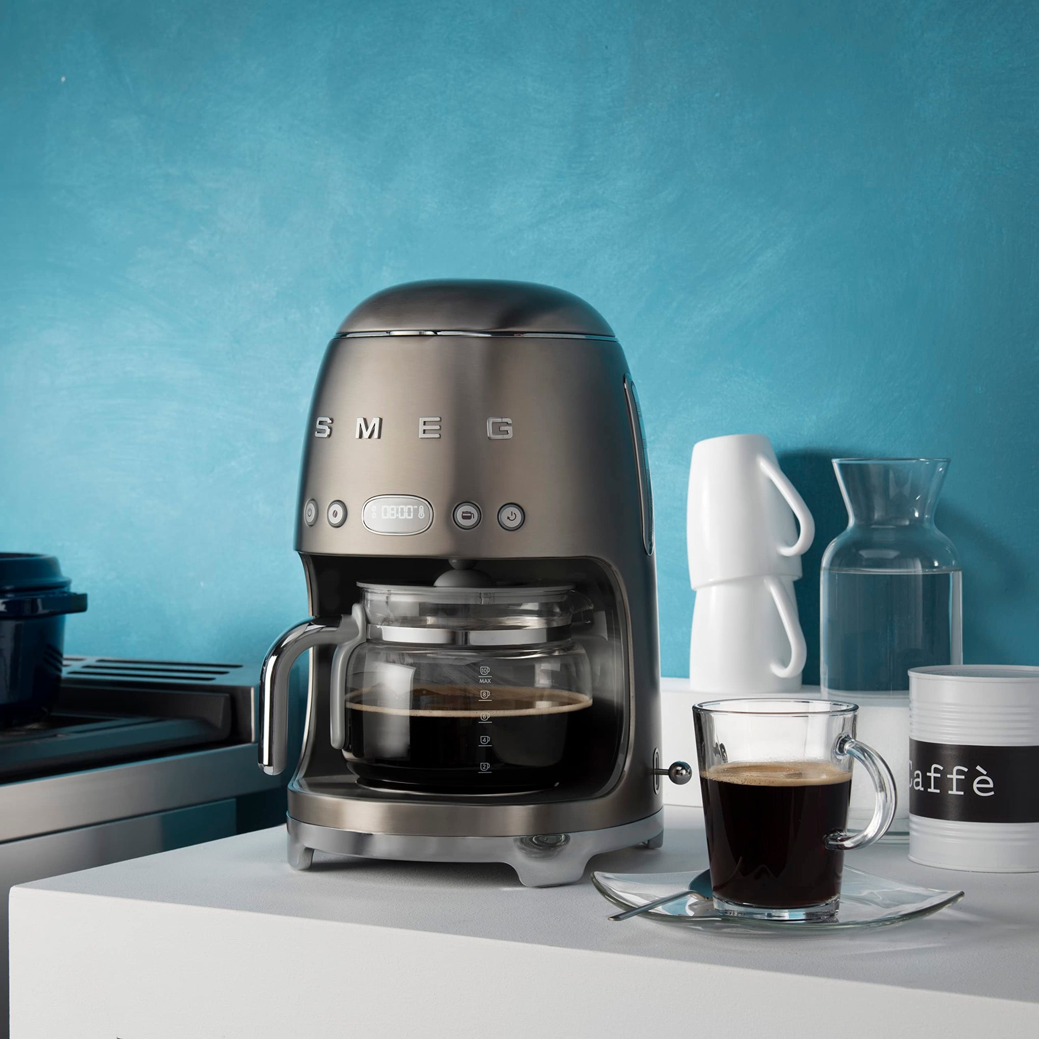 50's Retro Style Aesthetic Drip Coffee Machine with 10 Cup Glass Carafe