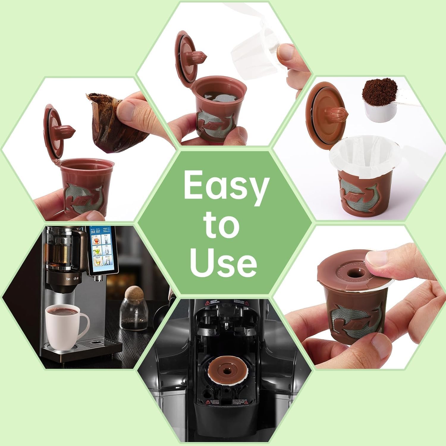 Aussen Disposable Coffee Paper Filters Replacement Kerig Filter Fit All Keurig Single Serve Filter Brands Compatible with Reusable Single Serve Pods Keurig Coffee Maker (White with Lid, 300pcs)