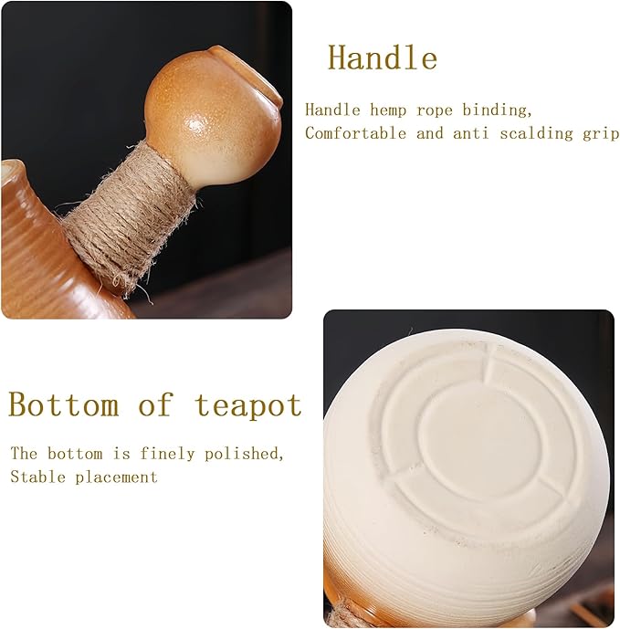 Stove Teapot Kettle， Chinese Ceramic Pottery Teapot For Cooking,The Stove Teapot For Coffee，Charcoal Grill Stove BBQ， Loose Leaf Tea, Milk, And Tea Bag(600ML）