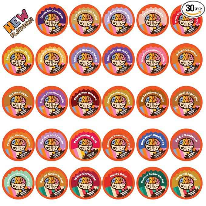 Crazy Cups Flavored Coffee in Single Serve Coffee Pods - Flavor Coffee Variety Pack for Keurig K Cups Machine from Crazy Cups, 30 Count