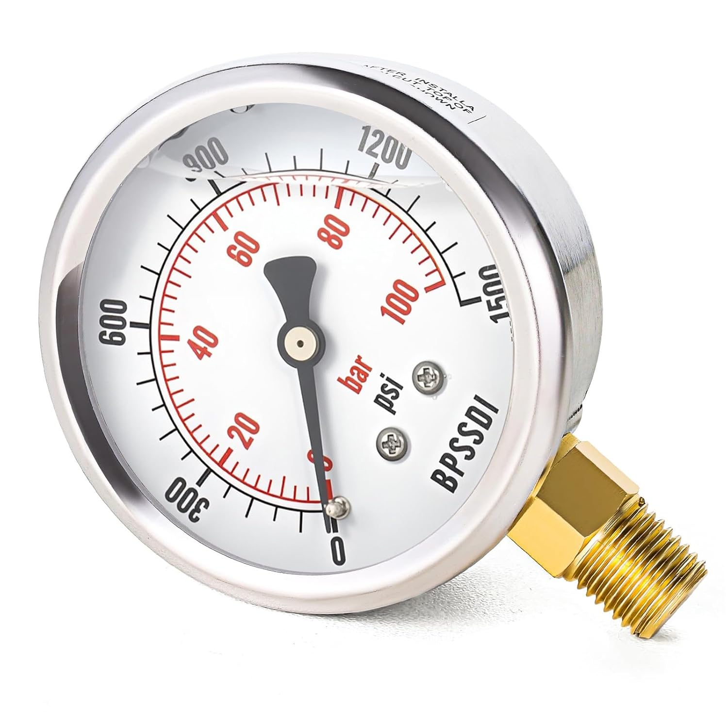 0-1500 Psi Glycerin Liquid Filled Hydraulic Pressure Gauge, 2.5