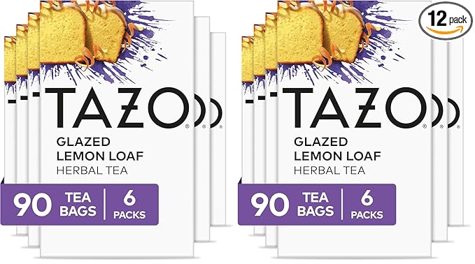 TAZO Dessert Delights Glazed Lemon Loaf Herbal Tea Bags, Aromatic Blend, Caffeine-Free, 180 Total Tea Bags (15ct),(Pack of 12)