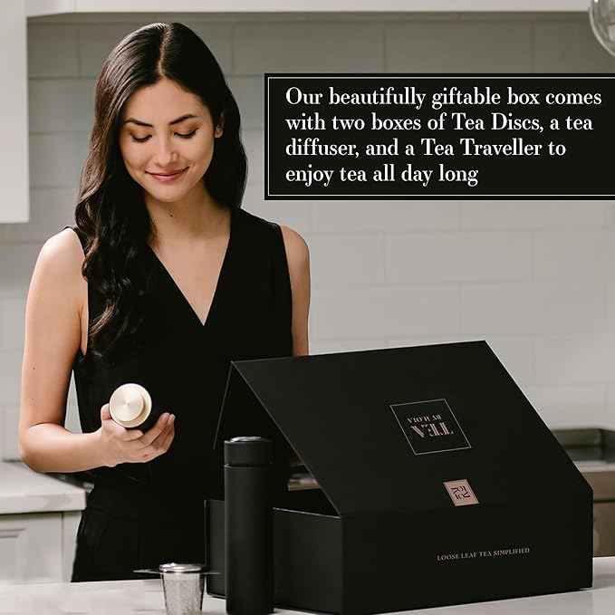 iLOLA Tea Disc Essentials Box Set | Oprah’s Favorite Things 2022 | Thermos, Infuser, English Breakfast & Lemon Ginger Tulsi Organic Loose Leaf Probiotic Tea | Christmas Birthday Employee Gift