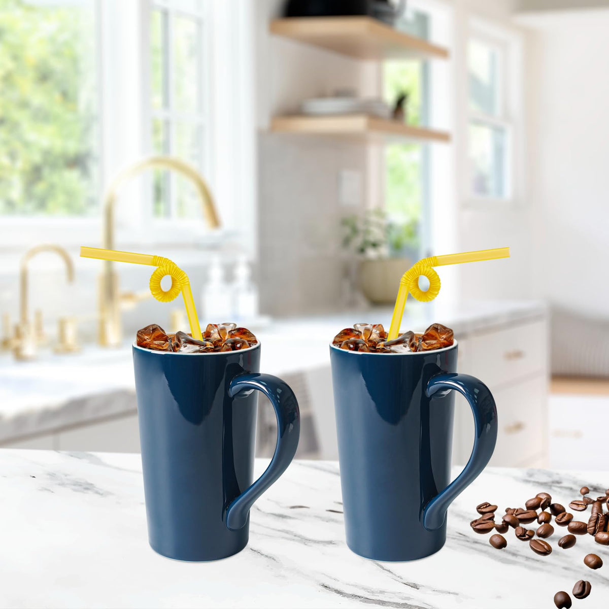 Blue 20 oz mug with glossy glaze finish