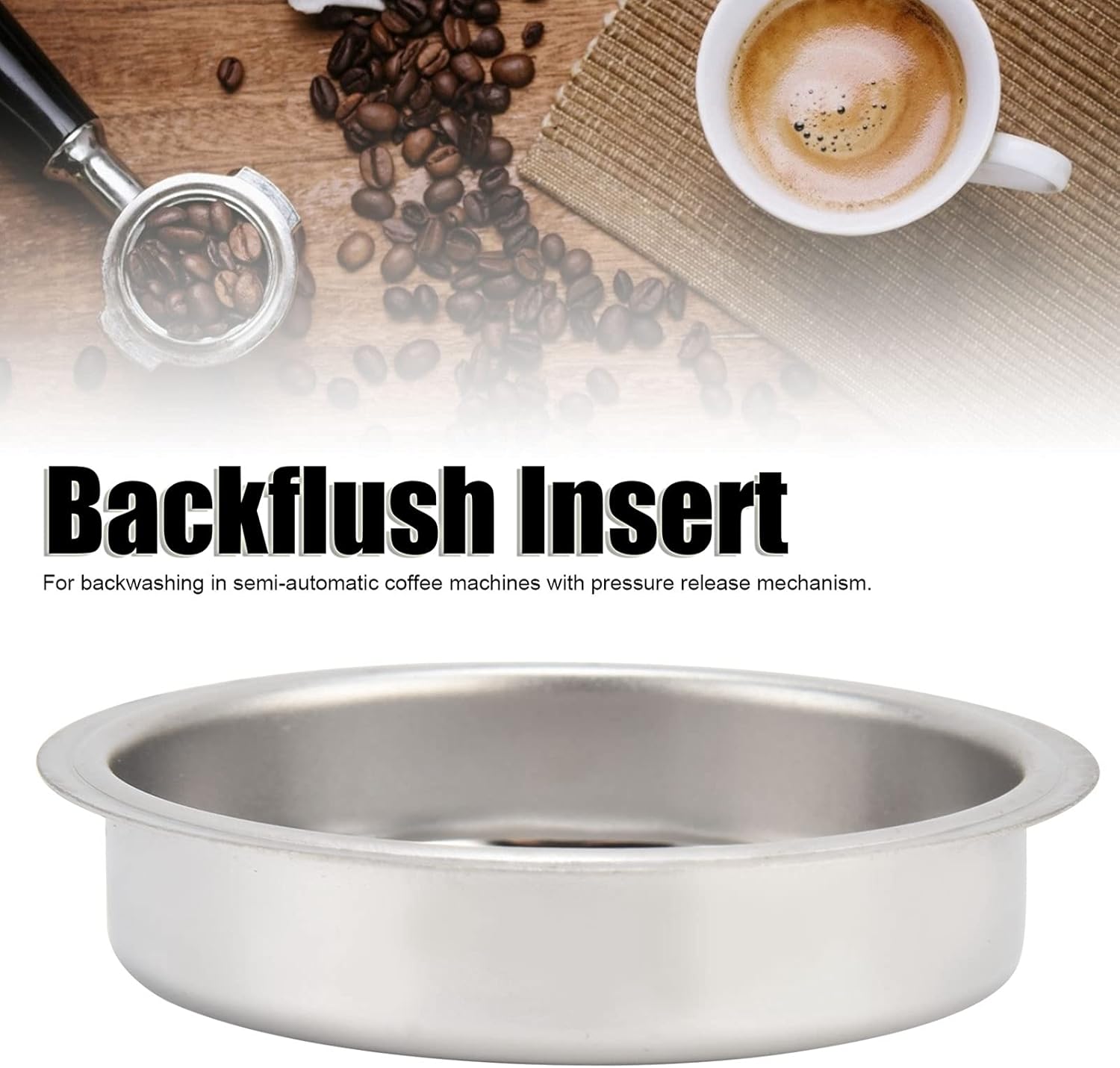Blind Filter, 51Mm Coffee Machine Stainless Steel Backflush Insert Blind Filter for Espresso Coffee Machine