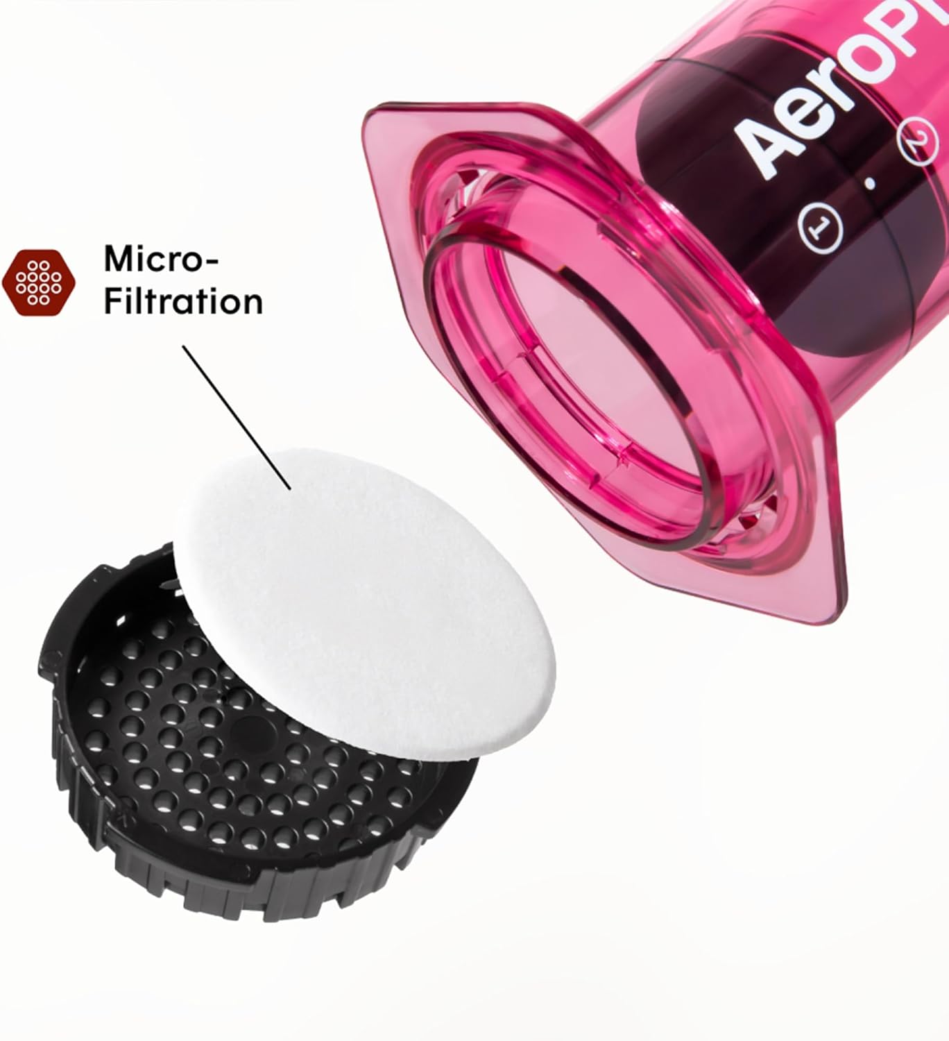 AeroPress Clear Pink Coffee Press – 3 In 1 Brew Method Combines French Press, Espresso, Full Bodied Coffee Without Grit or Bitterness, Small Portable Coffee Maker for Camping & Travel, Pink - Blissbrew