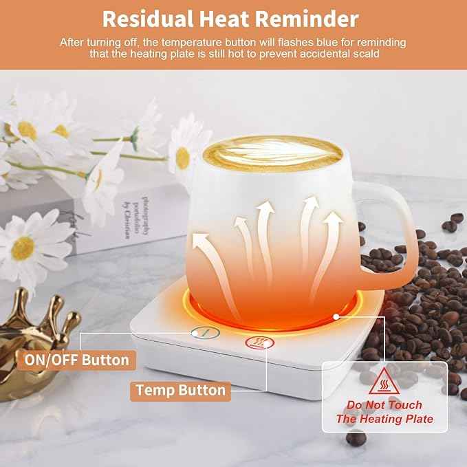 VOBAGA Coffee Warmer & Mug Warmer for Home Office Home Desk with 4H Auto Shut Off, Electric Cup Warmer Plate with 3 Temperature Settings for Tea, Water, Cocoa, Coffee Gifts Accessories for Women Men
