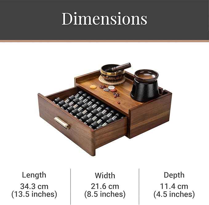 Shanik Functional Essential Oil Storage Drawer Box, Personalized with Custom Print, Natural Living and Wellness Oil Diffuser Organizer