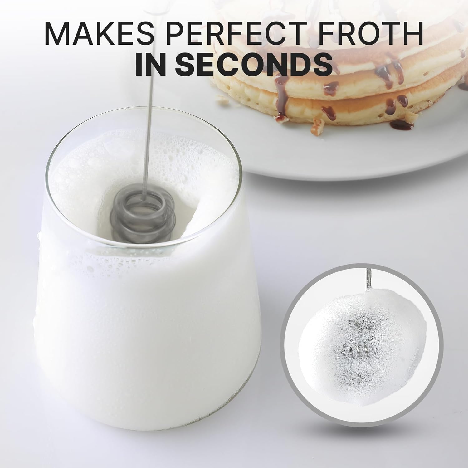 Zulay Kitchen Patented Tornado Triple Whisk Milk Frother with 4 Duracell Batteries – Handheld Foam Maker for Coffee, Lattes, Matcha & Hot Chocolate – Rich, Creamy Froth in Seconds