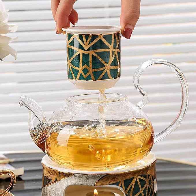 China Bone Porcelain Coffee Tea Set, English Light Luxury Afternoon Tea Set with Tea Stove Suitable as A Gift for Mother'S Day, Birthday, Christmas, and Gatherings (6-Colorful Cup)