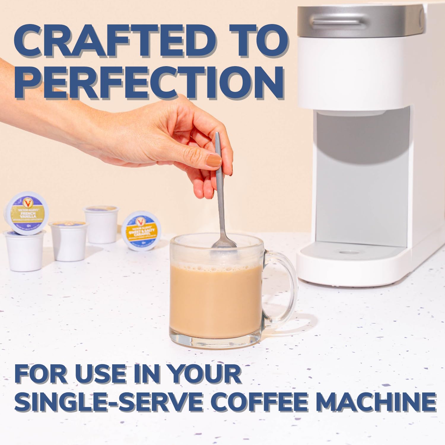 Victor Allen's Coffee Sweet and Salty Caramel Flavored Cappuccino, 12 Count, Single Serve Coffee Pods for Keurig K-Cup Brewers