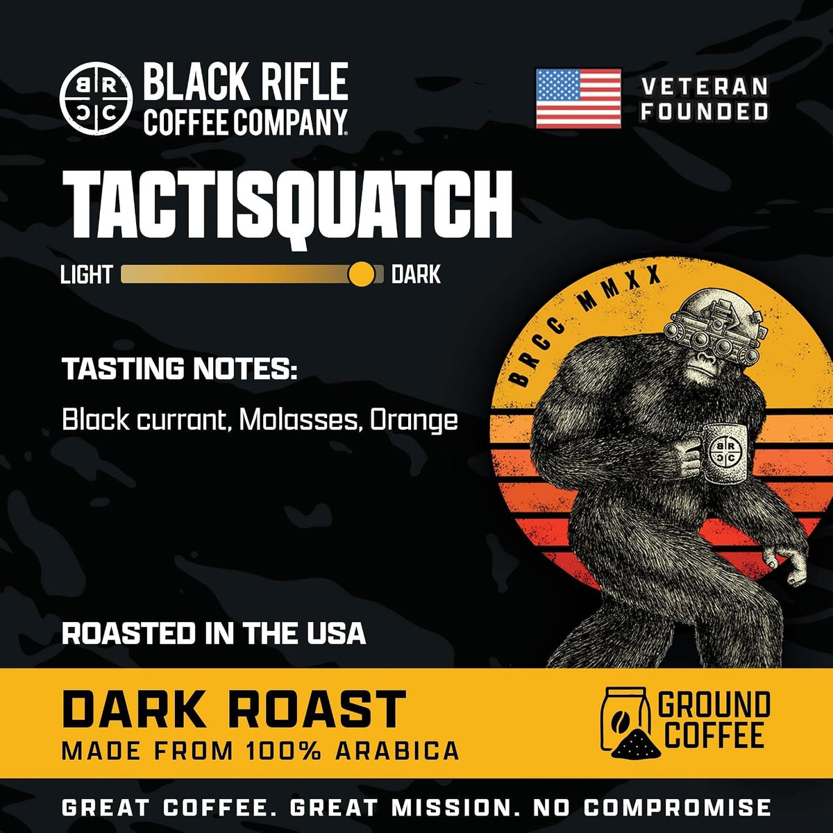 Black Rifle Coffee Dark Roast Ground Coffee Tactisquatch 7 OZ Bag (7 Ounce)