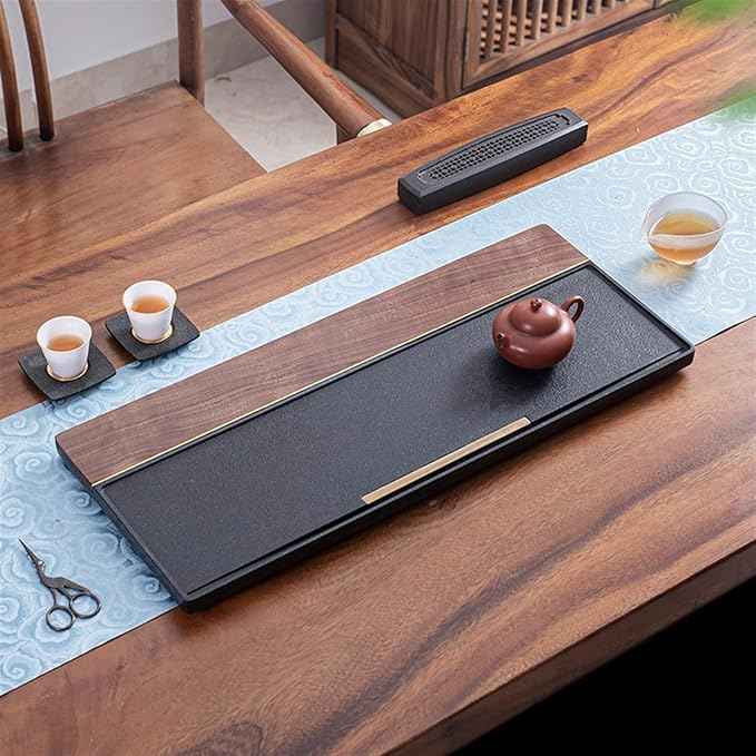 Tea Set Simple Walnut Solid Wood Tea Tray Home Kung Fu Tea Set Dry Brew Table Modern Home Stone Tea Table Chinese Tea Set