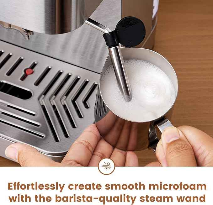 Gevi Espresso Machine with 58mm Portafilter & Milk Frother, 20 Bar Compact Expresso Machines for Home, Professional Espresso Coffee Machines for Cappuccino & Latte, Stainless Steel (Silver)