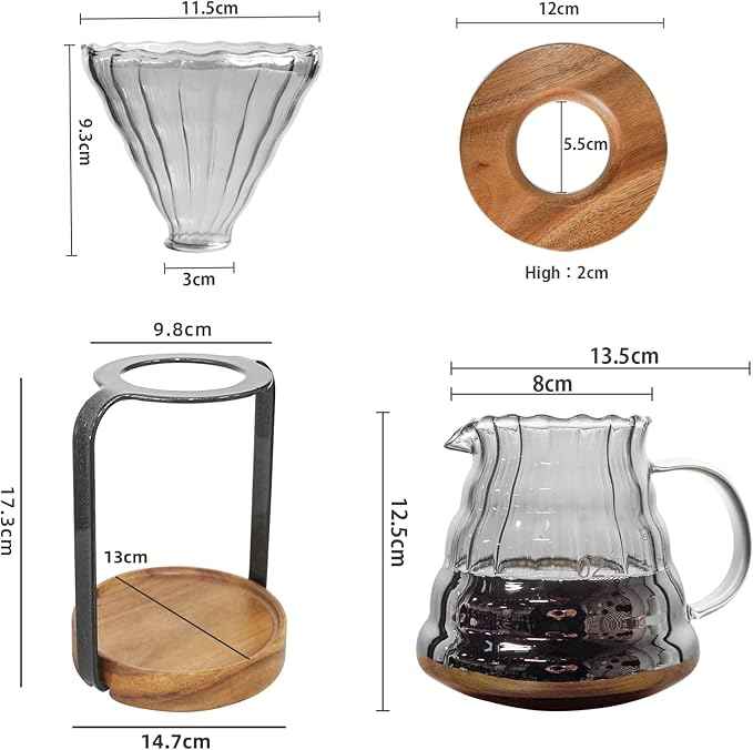 SOTECH Pour Over Coffee Maker Set with Dripper Stand Coffee Filters Paper Coffee Grinder Gift for Coffee Lovers
