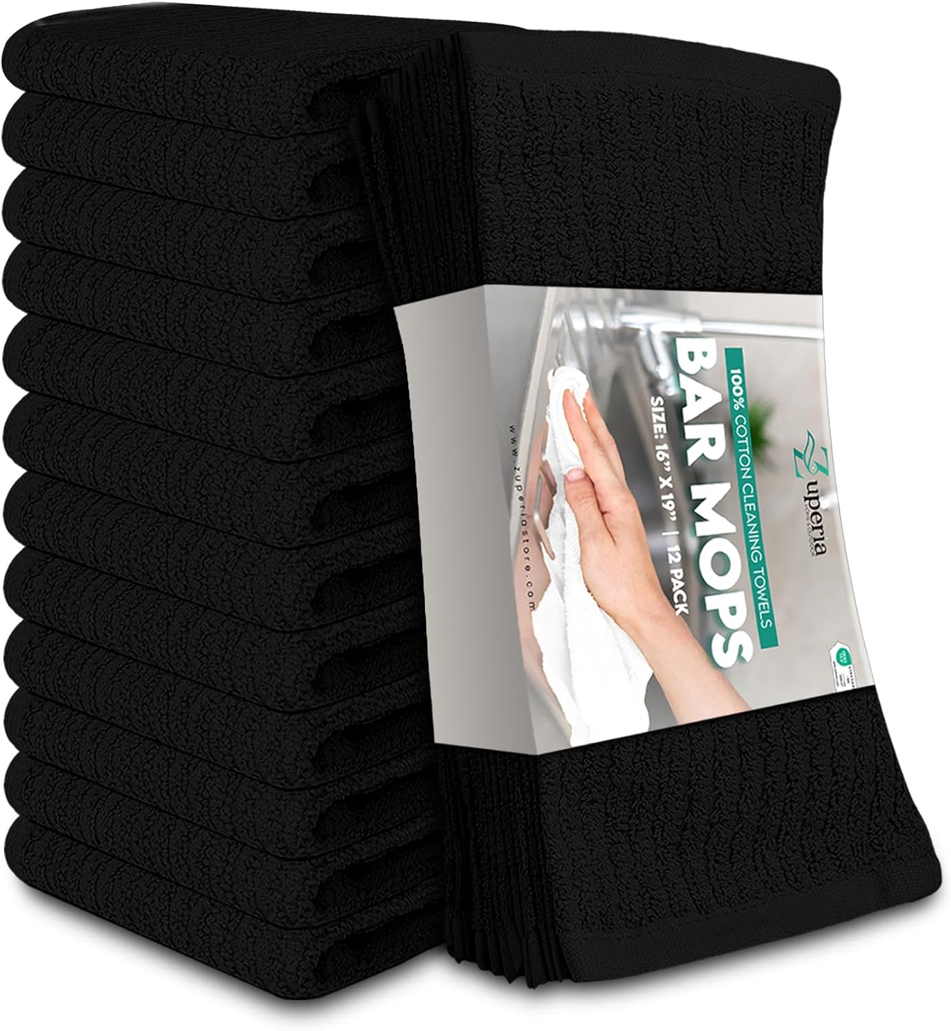 ZUPERIA Bar Mop Kitchen Towels - Pack of 12 (16