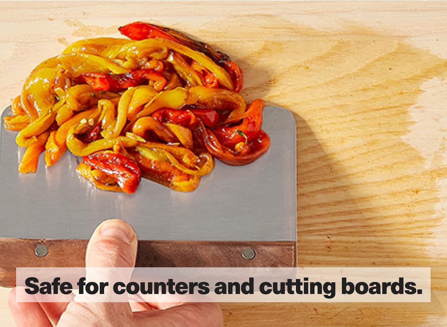 Misen Stainless Steel Bench Scraper - Versatile Food Scraper with Walnut Handle - Ideal for Kitchen, Pastry & Dough - Durable Cutting Board Scraper Tool - Effortless Transfer into Pots & Pans - Gray