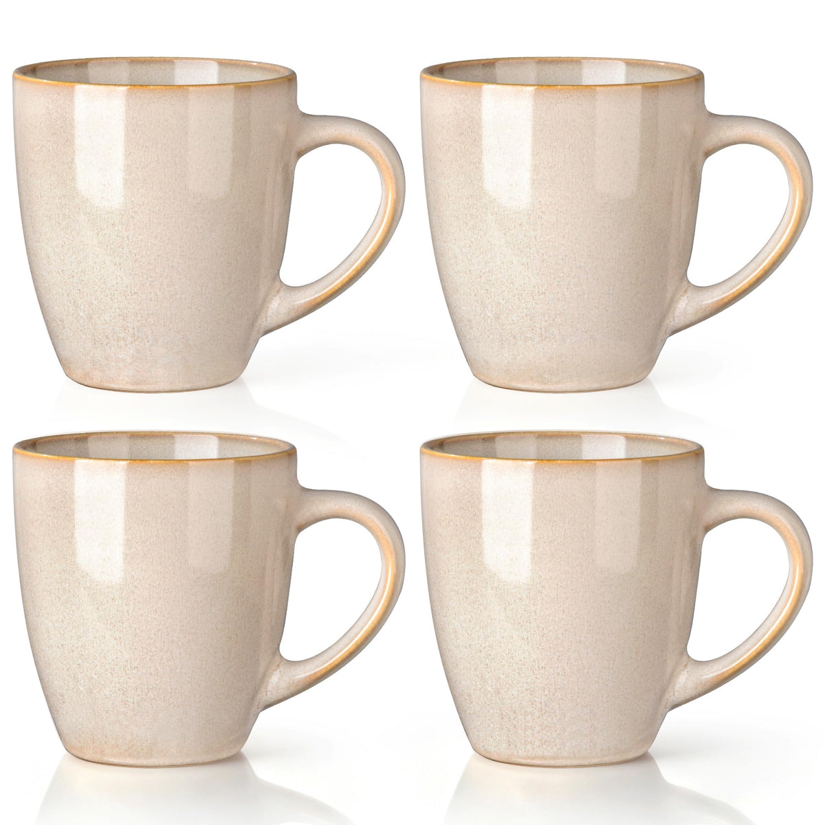 Set of 4 stoneware coffee mugs, 12 oz