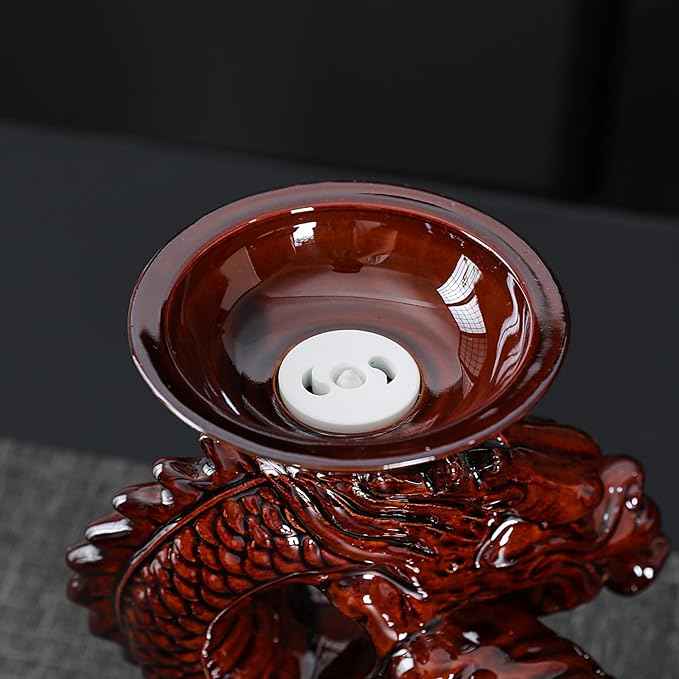 fanquare Lazy Kungfu Ceramic Tea Set for 6, Chinese Dragon Shape 9 Piece Tea Set Gift Box, Tea Cup, Infuser, Fair Cup Unique Tea Set for Office Business Gift, Red