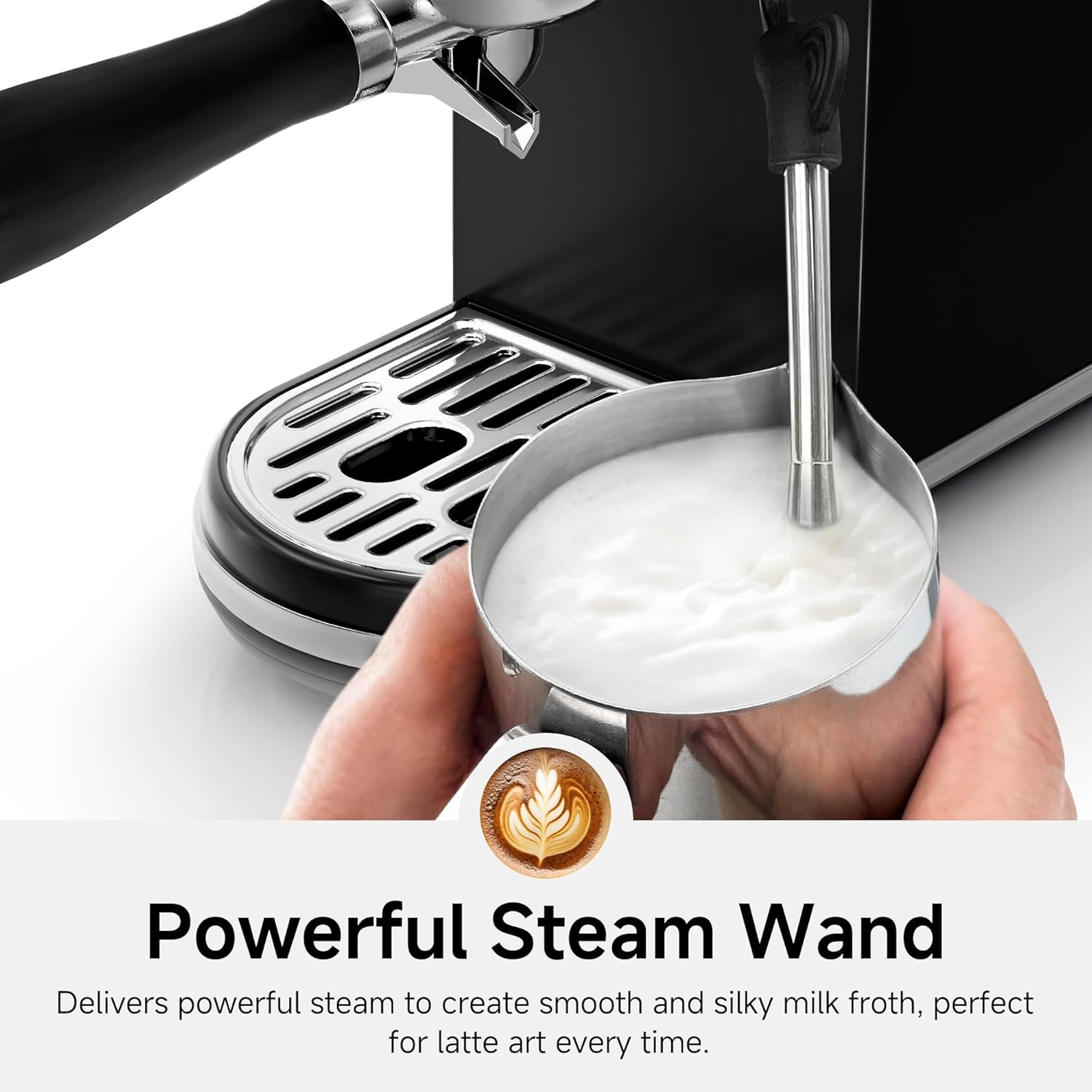HIBREW H10B - 51mm Espresso Machine - Temperature & Cup Volume Adjustable at will - With Intelligent Display Screen & Pressure Gauge - Stainless Steel Body (Black) - Blissbrew