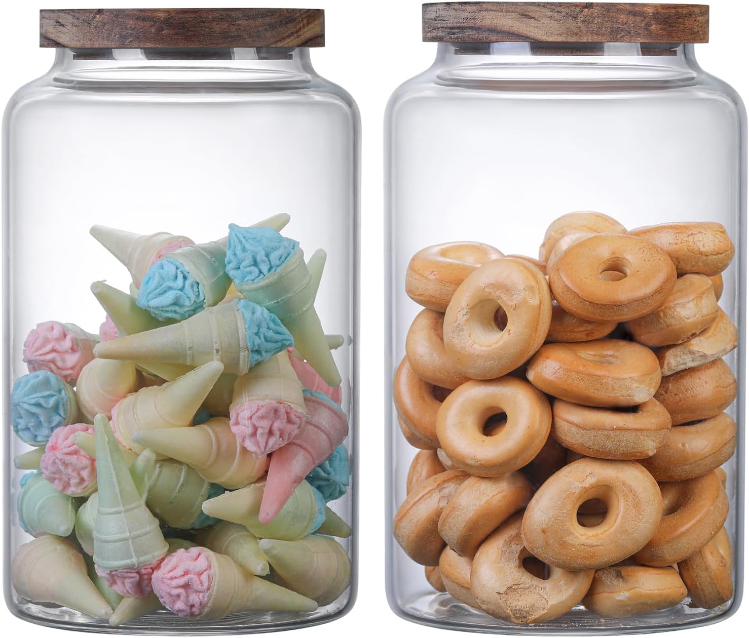Vacuum Coffee Canister Glass Food Storage Jars With Airtight Lids Borosilicate Glass Coffee Canister Container for Coffee Beans & Grounds Tea Sugar Spices Kitchen (94oz(2800ml)-B-2pack)