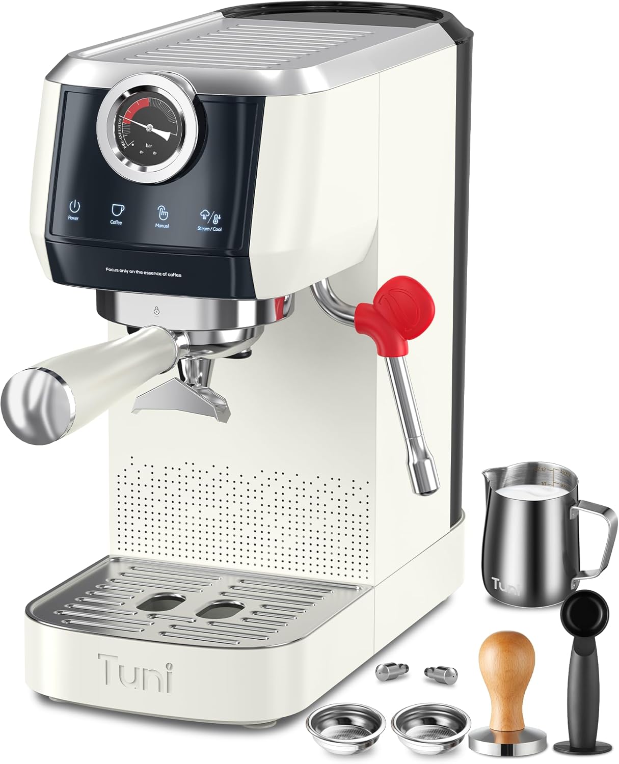 Tuni E2 58mm Espresso Machine 20Bar Espresso Maker, 𝐃𝐮𝐚𝐥 𝐁𝐨𝐢𝐥𝐞𝐫 Coffee Maker with 10mm Steam Milk Frother, Semi-automatic Coffee Machine with UKLA Pump for Espresso, Gift for Coffee Lover - Blissbrew